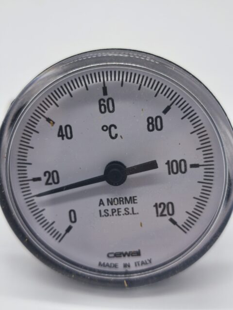 Hőmérő kör 120 °C 5CM benyúlással 63MM hátsós Cewal